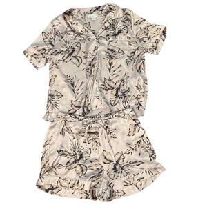 House of Harlow 1960 Womens Blush Pink Satin Shorts & Tops Pajama Set Size Large